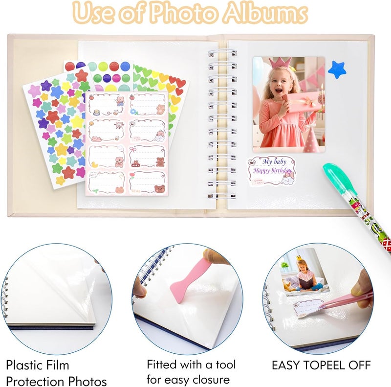 Ablus Photo Album Self Adhesive, 2x3 3x5 4x6 inch DIY Scrapbook with 25 Blank Pages, Gifts for Mom, Family Baby and Wedding (Beige) - Image 2